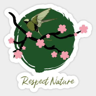 Respect Nature Bird on a Branch Sticker